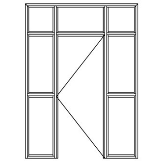 Kozijn met boven- en 2 zijlichten met 2 horizontale deling