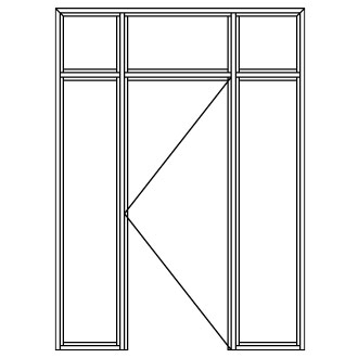 Kozijn met boven- en 2 zijlichten enhorizontale deling 